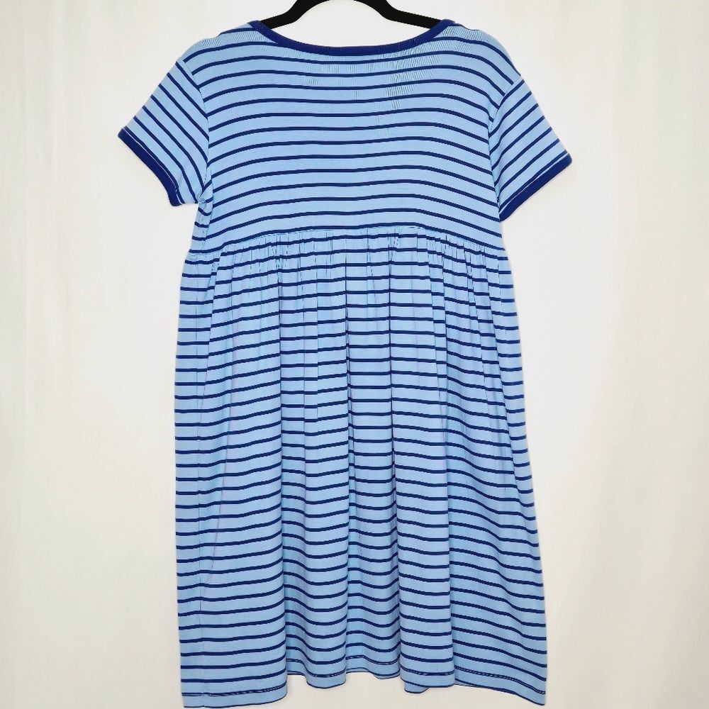 Hanna Andersson Blue Striped Knit Short Sleeve Everyday Play Dress Size 150 - Picture 4 of 7